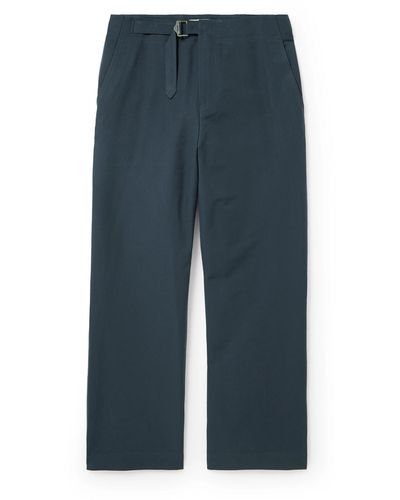 LE17SEPTEMBRE Buckled Straight-leg Cotton-blend Pants - Blue