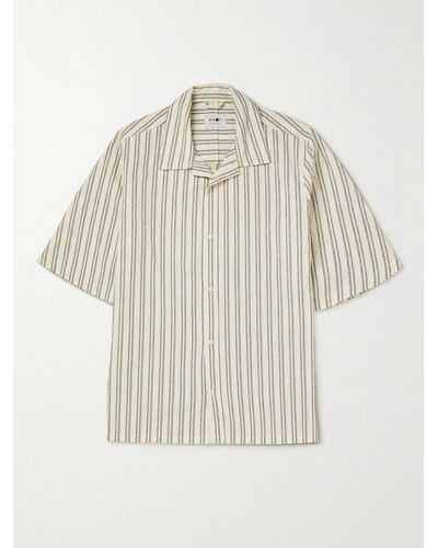 NN07 Ole 1652 Camp-collar Striped Cotton-blend Shirt - Natural