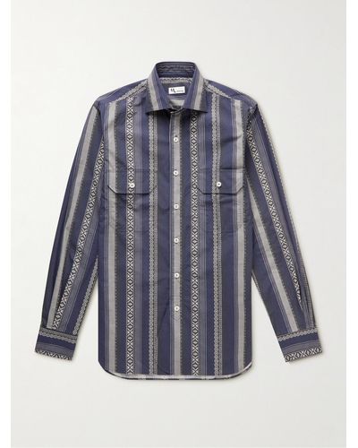 Doppiaa Aantero Striped Cotton-Poplin Shirt - Blu