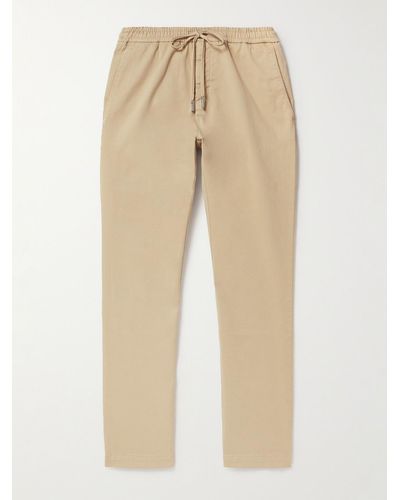 MR P. Straight-leg Cotton-blend Twill Drawstring Trousers - Natural