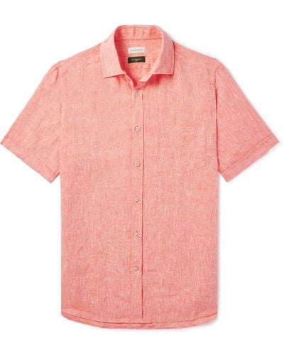 Incotex Glanshirt Slim-fit Linen Shirt - Pink