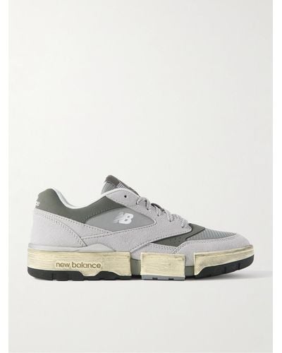 New Balance Msftsrep 0.01 Mesh-trimmed Faux Suede And Leather Trainers - Grey