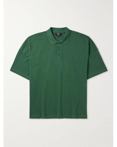 A.P.C. Antoine Oversized Logo-embroidered Cotton Polo-shirt - Green
