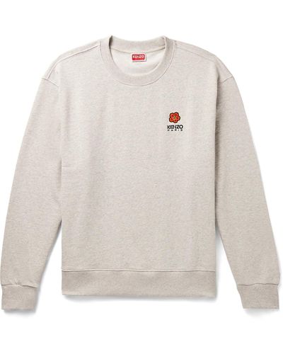 KENZO Logo-embroidered Cotton-jersey Sweatshirt - White