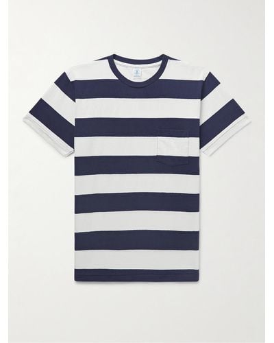 Velva Sheen Striped Cotton-jersey T-shirt - Blue