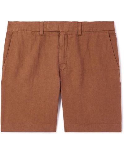 MR P. Straight-leg Linen Bermuda Shorts - Brown