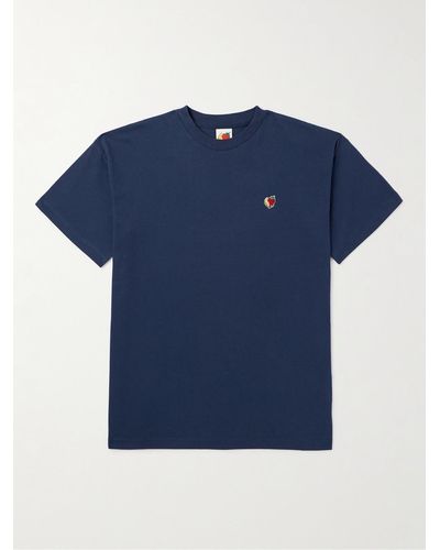 Sky High Farm Logo-appliquéd Organic And Recycled-cotton Jersey T-shirt - Blue