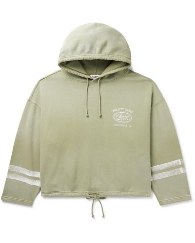 CHERRY LA Striped Logo-print Cotton-jersey Hoodie - Green