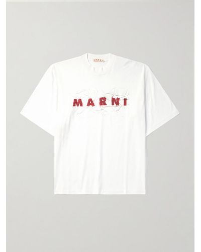 Marni Logo-print Cotton-jersey T-shirt - White