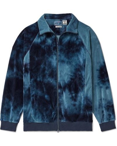Blue Blue Japan Kagozome Tie-dyed Cotton-blend Velour Track Jacket - Blue
