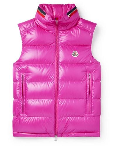 Moncler Ouse Logo-appliquéd Quilted Shell Down Gilet - Pink