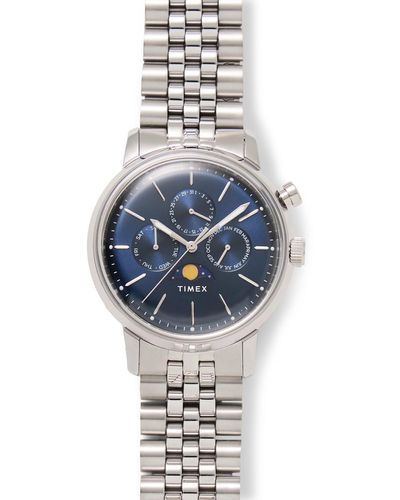 Timex Marlin® Moon Phase 40mm Stainless Steel Watch - Blue