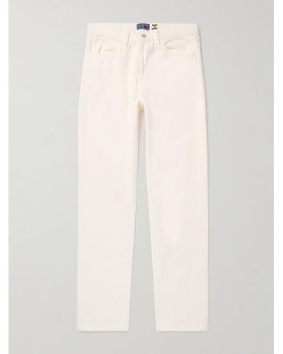 Blue Blue Japan Straight-leg Sashiko Cotton Trousers - White