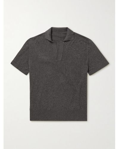 STÒFFA Throwing Fits Mouliné-organic Cotton Polo Shirt - Grey