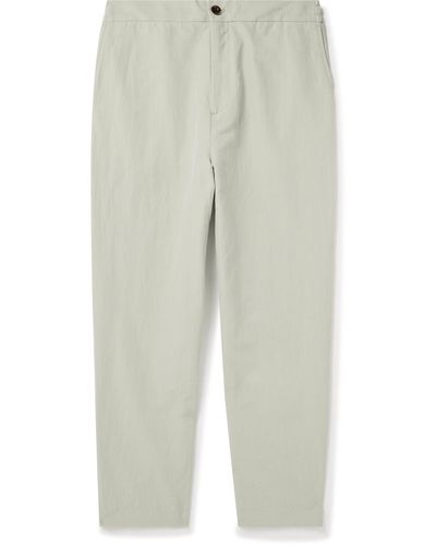 MR P. James Tapered Garment-dyed Cotton And Linen-blend Pants - White