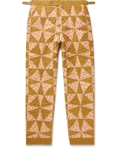 Bode Kaleidoscope Straight-leg Quilted Printed Cotton Pants - Yellow
