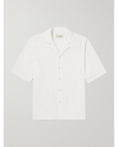 Officine Generale Eren Camp-collar Striped Cotton-jacquard Shirt - White