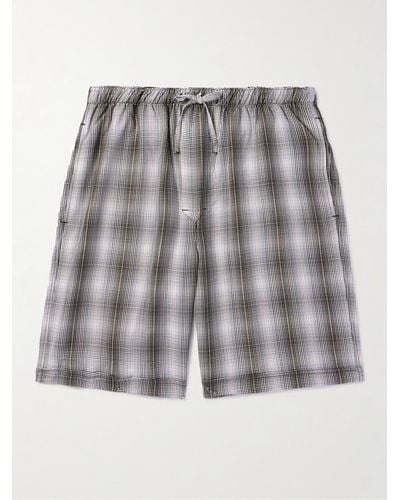 CDLP Straight-leg Checked Lyocell Pyjama Shorts - Grey