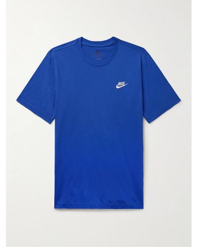 Nike T-shirt in jersey di cotone con logo ricamato Sportswear Club - Blu