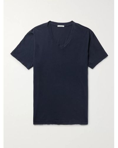 James Perse T-Shirt aus gekämmtem Baumwoll-Jersey mit schmaler Passform - Blau