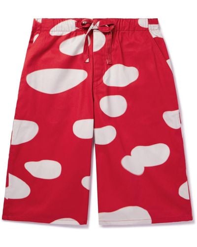 Loewe Wide-leg Printed Cotton-twill Shorts - Red