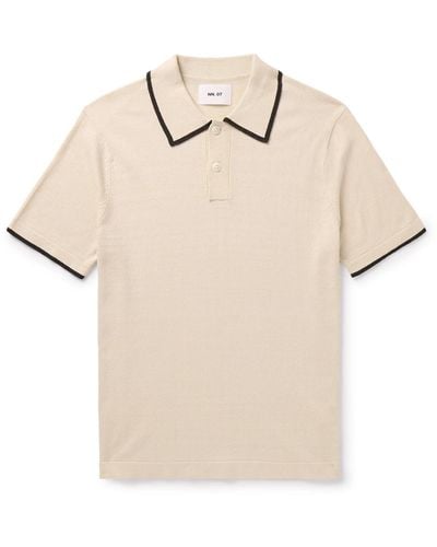 NN07 Damon 6649 Silk And Cotton-blend Polo Shirt - Natural