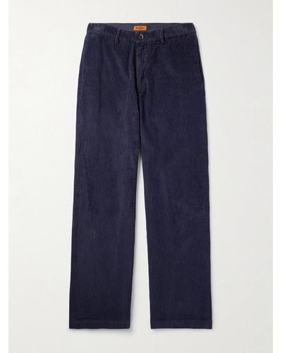 Barena Velier Straight-leg Garment-dyed Cotton-corduroy Trousers - Blue