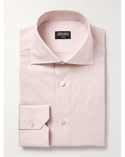 Zegna Trofeo Checked Cotton-poplin Shirt - Pink