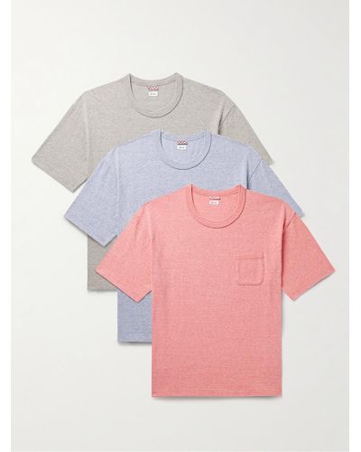 Visvim Sublig Jumbo Set aus drei T-Shirts aus Flammgarn-Jersey aus einer Baumwollmischung - Pink