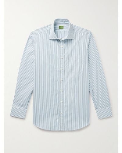 Sid Mashburn Cutaway-collar Striped Cotton-poplin Shirt - Blue