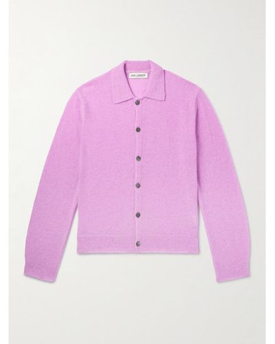 Our Legacy Evening Polo Alpaca-blend Cardigan - Pink