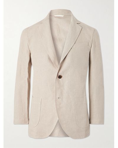De Bonne Facture Essential Unstructured Washed Belgian Linen Suit Jacket - Natural