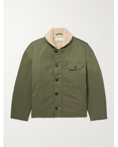 Universal Works N1 Fleece-lined Cotton-twill Bomber Jacket - Green