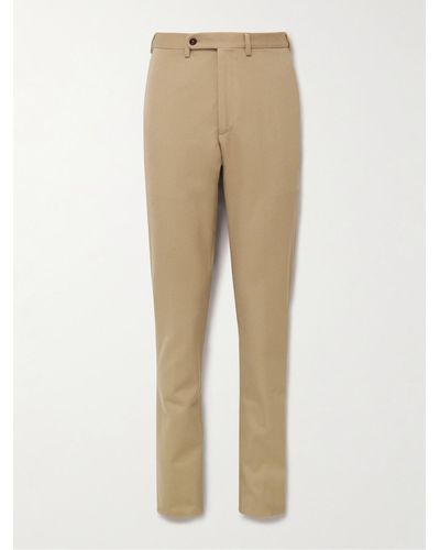 Sid Mashburn Slim-fit Straight-leg Cotton And Cashmere-blend Twill Trousers - Natural
