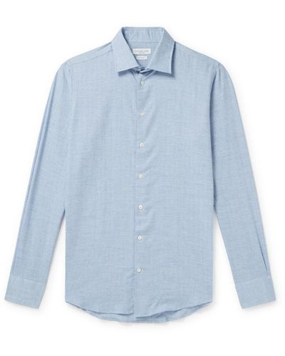 Richard James Cotton And Wool-blend Shirt - Blue
