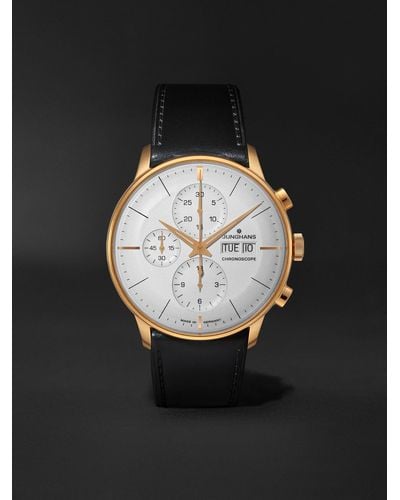 Junghans Meister Chronoscope Automatic 41mm Pvd-coated Stainless Steel And Leather Watch - White