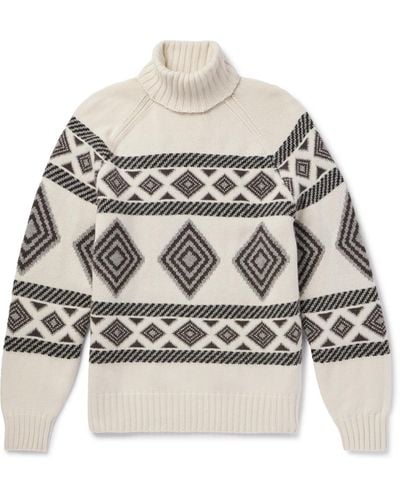 Brunello Cucinelli Fair Isle Cashmere Rollneck Sweater - Multicolor