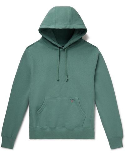 Noah Logo-embroidered Cotton-jersey Hoodie - Green