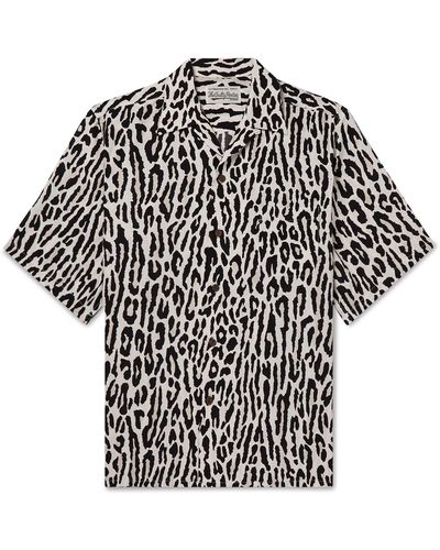 Wacko Maria Camp-collar Leopard-print Woven Shirt - Natural