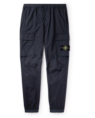 Stone Island Tapered Cotton-blend Cargo Pants - Blue