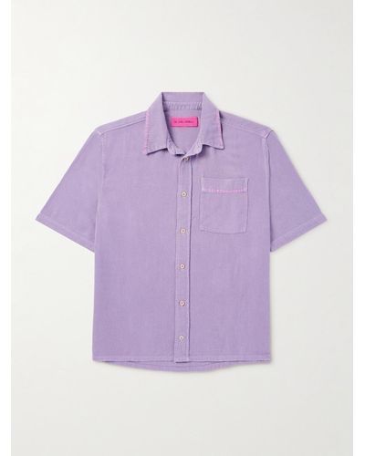 The Elder Statesman Jupiter Cotton And Silk-blend Twill Shirt - Purple