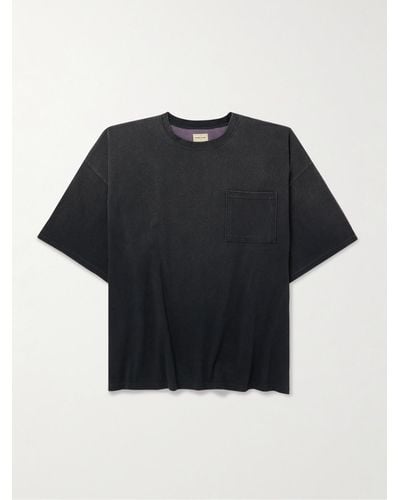 Kapital Zweifarbiges bedrucktes T-Shirt aus Baumwoll-Jersey mit Distressed-Details - Schwarz