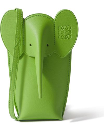 Loewe Elephant Pocket Leather Shoulder Bag - Green