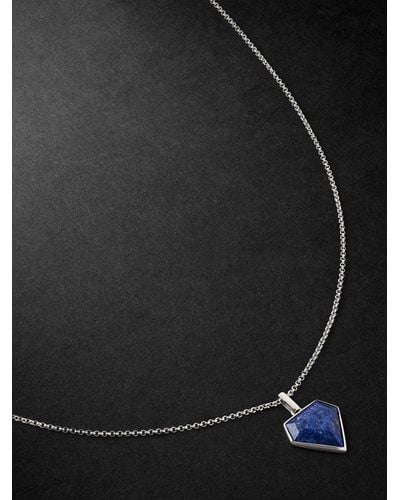 Mateo Silver Lapis Lazuli Pendant Necklace - Black