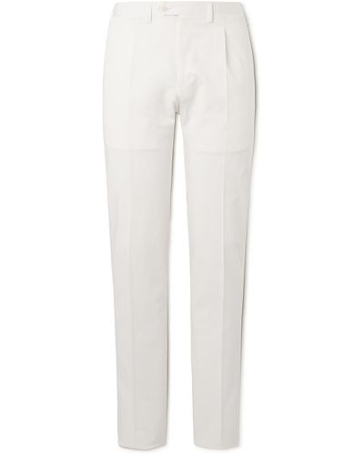 Kiton Straight-leg Pleated Lyocell-blend Pants - White