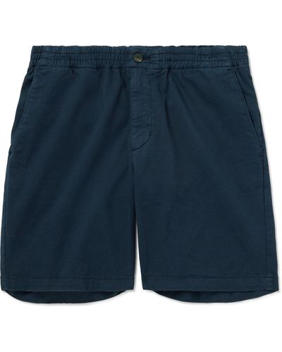 MR P. Straight-leg Garment-dyed Organic Cotton-blend Twill Shorts - Blue