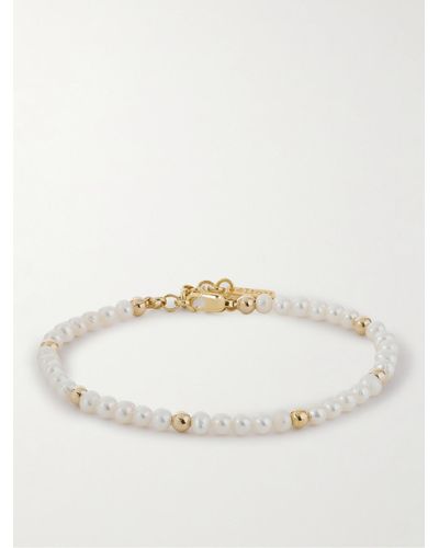 Eliou Lim Armband mit Perlen und vergoldeten Details - Natur