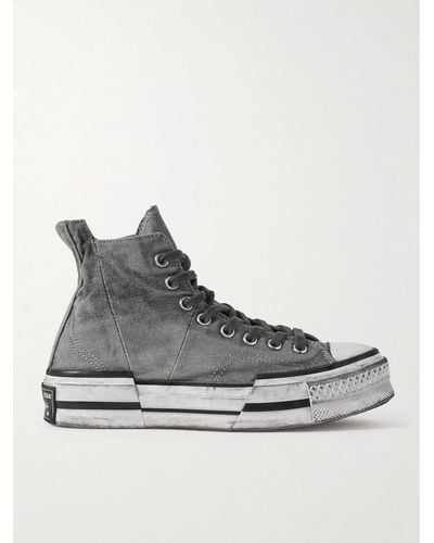 Converse Chuck 70 Plus Distressed Panelled Canvas High-top Trainers - Grey