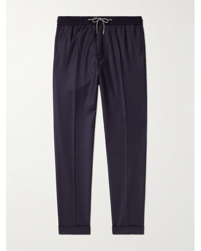 Paul Smith Tapered Wool And Cashmere-blend Drawstring Pants - Blue