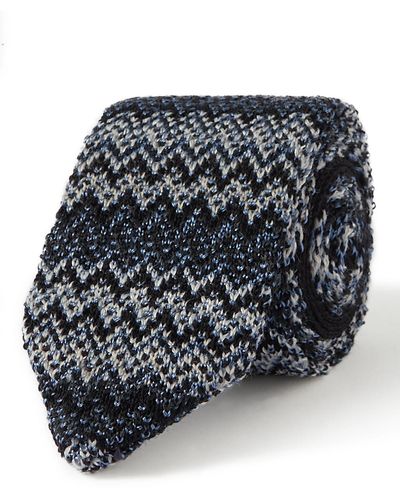 Missoni 8.5cm Crochet-knit Wool And Silk-blend Tie - Black